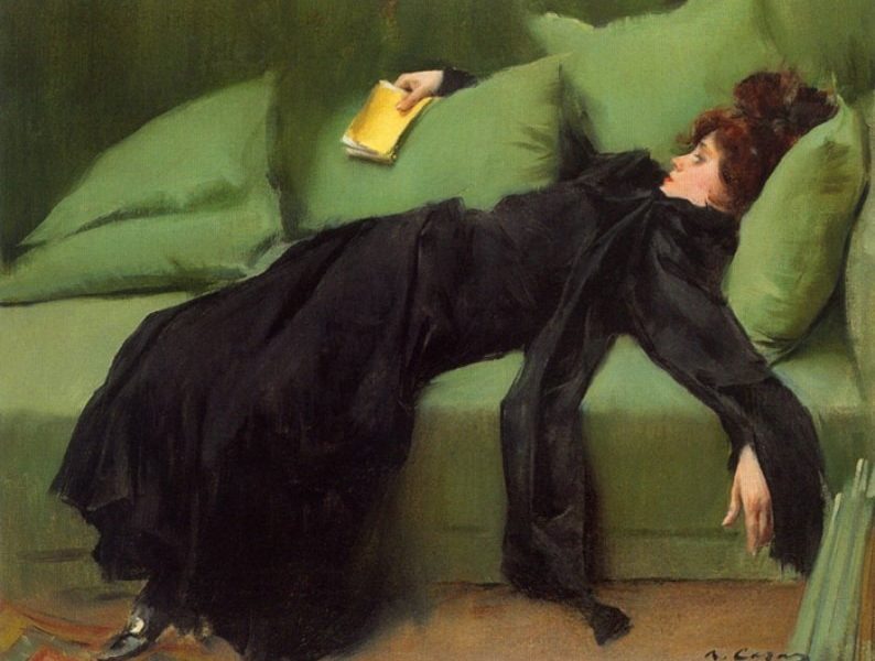 imagem do quadro de Ramón Casas para ilustrar a crónica domingos.