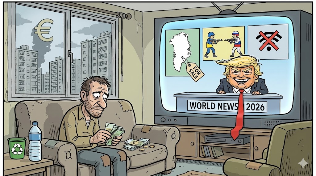 Canal 2026. charge traz o presidente dos EUA