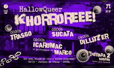 Hallowqueer: KHORROREEE! O JUP junta-se aos estudantes da FBAUP na terceira edição do Hallowqueer do Porto, uma celebração queer que reúne DJs, música ao vivo, performances e surpresas nos Jardins da FBAUP, no dia 30 de outubro, a partir das 23h59.